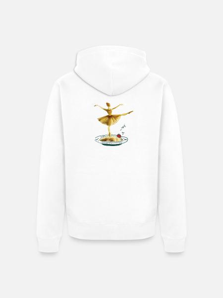 Spaghetti Ballerina mit Tomate & Basilikum Kunst - Unisex Premium Bio Zip Hoodie - Weiß