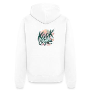 Kook Original Surf Aquarell Sonnenuntergangspalmen - Unisex Premium Bio Zip Hoodie - Weiß - Hinten - Thijin (182cm)