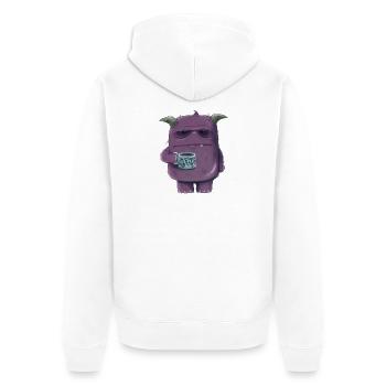 Morgenmuffel - Unisex Premium Bio Zip Hoodie - Weiß - Hinten - Thijin (182cm)