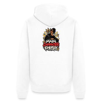 Main Character Energy Frauenpower - Unisex Premium Bio Zip Hoodie - Weiß - Hinten - Thijin (182cm)