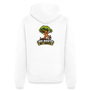 No Boots But Roots – Lustiger Baum - Unisex Premium Bio Zip Hoodie - Weiß - Hinten - Thijin (182cm)