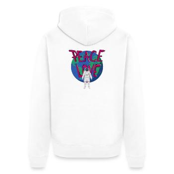 Frieden im All: Erde und Astronaut - Unisex Premium Bio Zip Hoodie - Weiß - Hinten - Thijin (182cm)