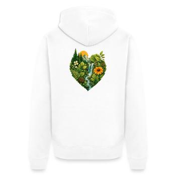 Naturliebhaber Ich liebe Natur Naturschutz Herz - Unisex Premium Bio Zip Hoodie - Weiß - Hinten - Thijin (182cm)