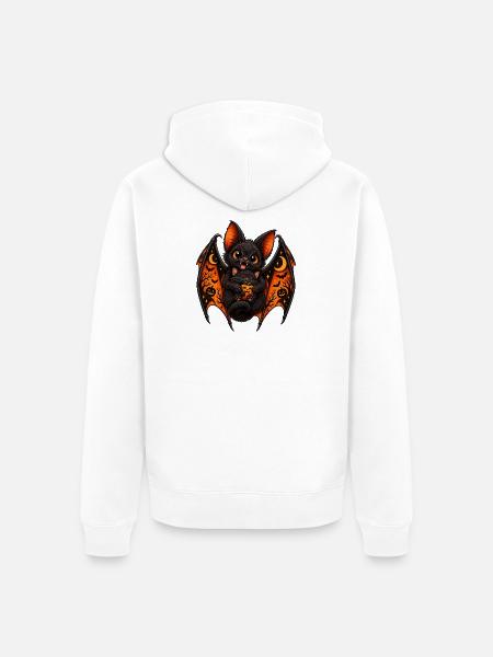 Süße Fledermaus & schwarze Katze – Halloween - Unisex Premium Bio Zip Hoodie - Weiß