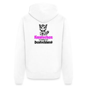 Knutschen ist wichtiger als Deutschland - Unisex Premium Bio Zip Hoodie - Weiß - Hinten - Thijin (182cm)