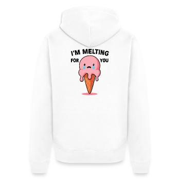 Schmelzende Eiscreme Liebesbotschaft - Unisex Premium Bio Zip Hoodie - Weiß - Hinten - Thijin (182cm)
