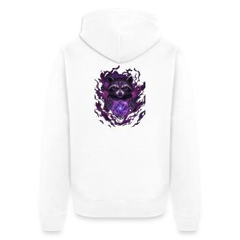 Waschbär mit violetter Aura - Unisex Premium Bio Zip Hoodie - Weiß - Hinten - Thijin (182cm)