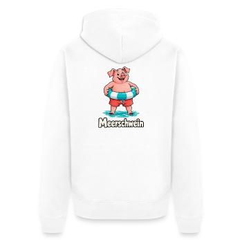 Meerschwein im Urlaub - Unisex Premium Bio Zip Hoodie - Weiß - Hinten - Thijin (182cm)