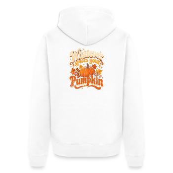 Kürbisgewürze – Whatever Your Pumpkin - Unisex Premium Bio Zip Hoodie - Weiß - Hinten - Thijin (182cm)