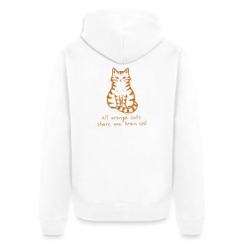 Orange Katze All Orange Cats Share One Brain Cell - Unisex Premium Bio Zip Hoodie - Weiß - Hinten - Thijin (182cm)