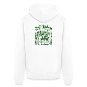 Welcome To Amsterdam Netherlands European - Unisex Premium Bio Zip Hoodie - Weiß - Hinten - Thijin (182cm)