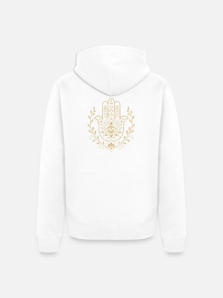 Hamsa-Schutzauge - Unisex Premium Bio Zip Hoodie - Weiß