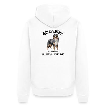 Australian Shepherd Schlafshirt Merle - Unisex Premium Bio Zip Hoodie - Weiß - Hinten - Thijin (182cm)