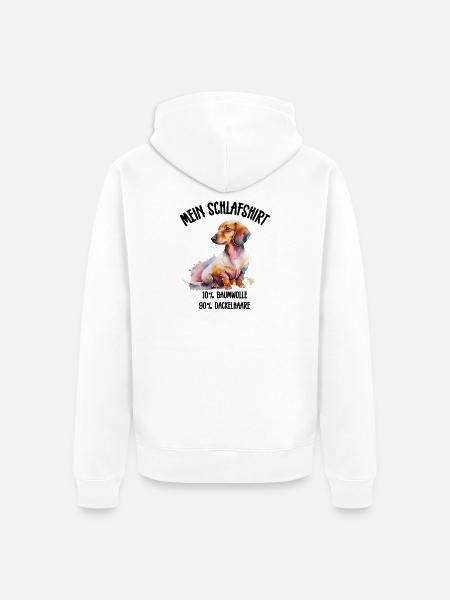 Dackel Schlafshirt Aquarell Hund - Unisex Premium Bio Zip Hoodie - Weiß