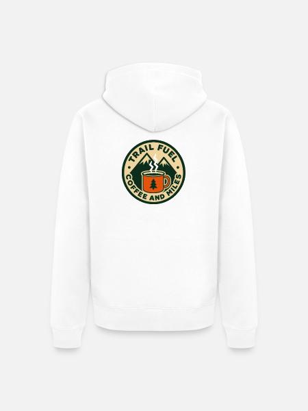Trail Fuel Kaffee Berge Logo - Unisex Premium Bio Zip Hoodie - Weiß