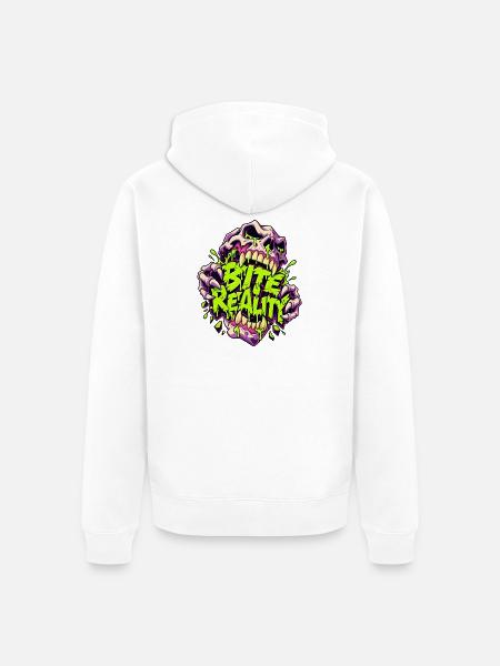 Beißende Realität Neon-Skull - Unisex Premium Bio Zip Hoodie - Weiß