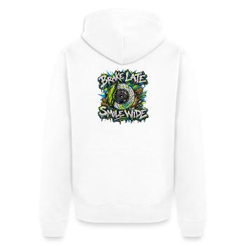 Bremse Zu Spät Graffiti Disk - Unisex Premium Bio Zip Hoodie - Weiß - Hinten - Thijin (182cm)