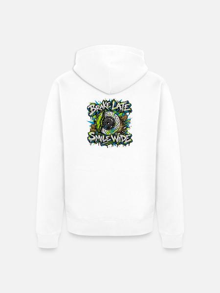 Bremse Zu Spät Graffiti Disk - Unisex Premium Bio Zip Hoodie - Weiß