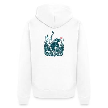 Graureiher am Teich - Unisex Premium Bio Zip Hoodie - Weiß - Hinten - Thijin (182cm)