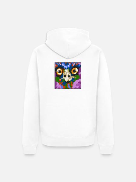 Buntes Tiergeist-Maske Kunstdruck - Unisex Premium Bio Zip Hoodie - Weiß