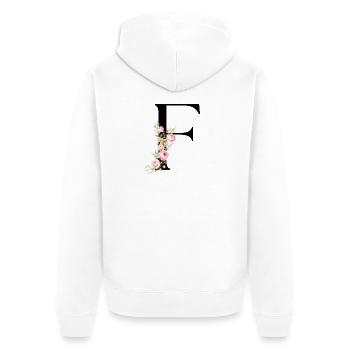 F Buchstabe Monogram Floral - Unisex Premium Bio Zip Hoodie - Weiß - Hinten - Thijin (182cm)