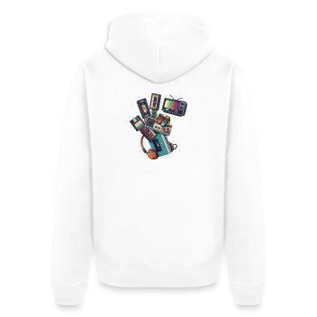 80er 90er Retro Technik & Gaming - Unisex Premium Bio Zip Hoodie - Weiß - Hinten - Thijin (182cm)