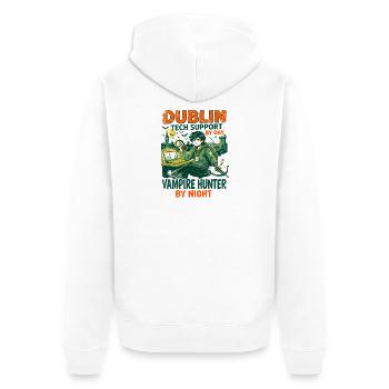 Dublin Tech Support Vampire Hunter By Day - Unisex Premium Bio Zip Hoodie - Weiß - Hinten - Thijin (182cm)