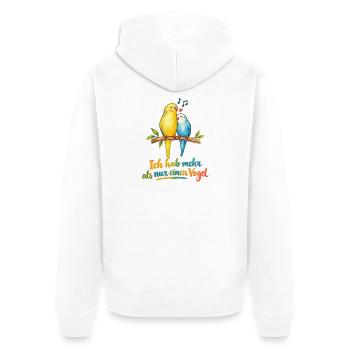 Zwei Vögel singen Liebe - ein Vogel in love  - Unisex Premium Bio Zip Hoodie - Weiß - Hinten - Thijin (182cm)