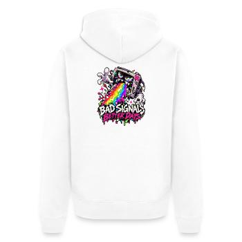 Bad Signals Better Days - Unisex Premium Bio Zip Hoodie - Weiß - Hinten - Thijin (182cm)