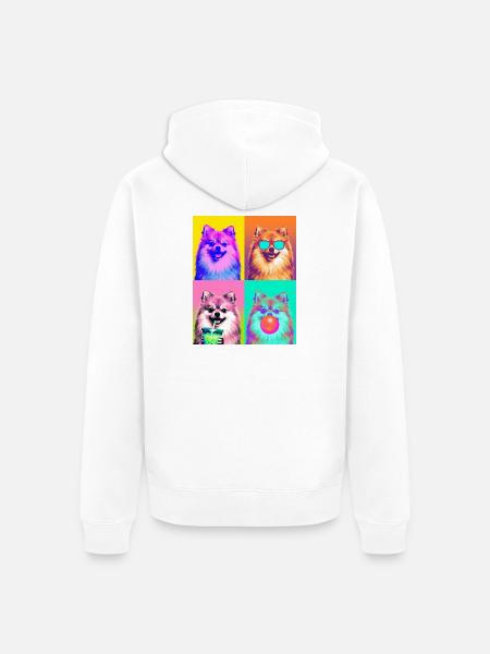 Hunde Zwergspitz Hund - Unisex Premium Bio Zip Hoodie - Weiß