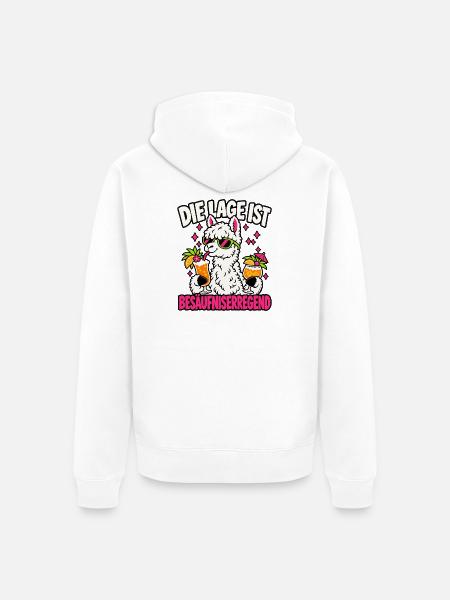 Besäufniserregend – Party Lama - Unisex Premium Bio Zip Hoodie - Weiß