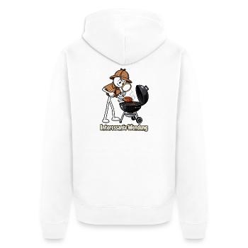 Interessante Wendung am Grill - Unisex Premium Bio Zip Hoodie - Weiß - Hinten - Thijin (182cm)