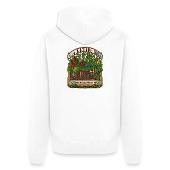 Grown Not Bought Garten-Illustration - Unisex Premium Bio Zip Hoodie - Weiß - Hinten - Thijin (182cm)