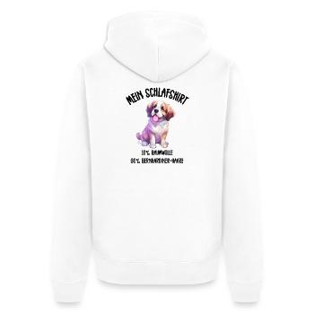Bernhardiner Welpe Schlafshirt Bunt - Unisex Premium Bio Zip Hoodie - Weiß - Hinten - Thijin (182cm)