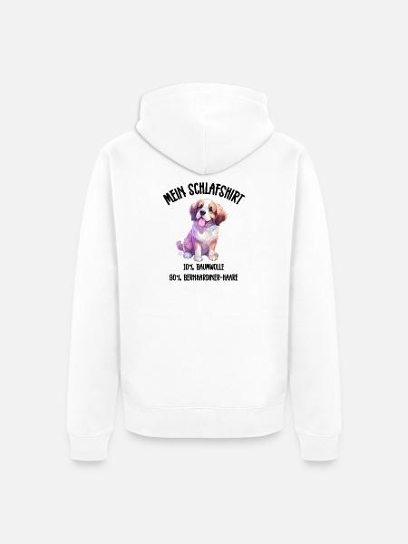 Bernhardiner Welpe Schlafshirt Bunt - Unisex Premium Bio Zip Hoodie - Weiß