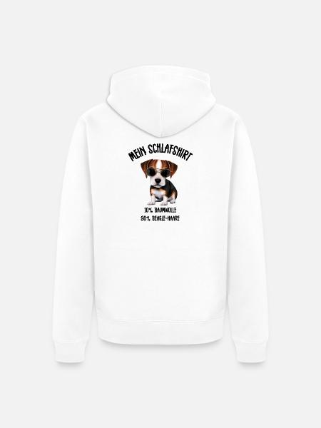 Cooler Beagle Sonnenbrille Schlafshirt - Unisex Premium Bio Zip Hoodie - Weiß