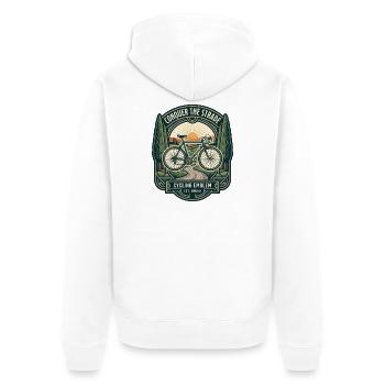 Art-Déco-Radrademblem-Grafik - Unisex Premium Bio Zip Hoodie - Weiß - Hinten - Thijin (182cm)