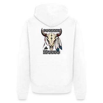 Country Music – Western Bull Skull - Unisex Premium Bio Zip Hoodie - Weiß - Hinten - Thijin (182cm)