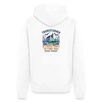 Romantic Transylvania Gothic Typography Brașov - Unisex Premium Bio Zip Hoodie - Weiß - Hinten - Thijin (182cm)