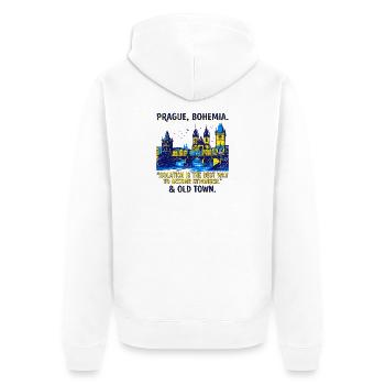 The Prague Bohemia Old Town Travel Typography - Unisex Premium Bio Zip Hoodie - Weiß - Hinten - Thijin (182cm)