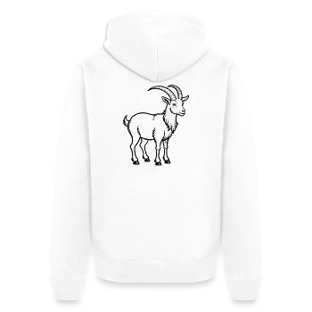 Bergziege - Unisex Premium Bio Zip Hoodie - Weiß - Hinten - Thijin (182cm)