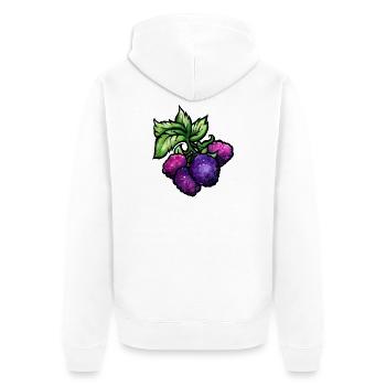 Aquarell-Himbeercluster - Unisex Premium Bio Zip Hoodie - Weiß - Hinten - Thijin (182cm)