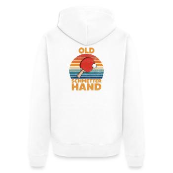 Tischtennis Ping Pong Retro Lustiger Spruch - Unisex Premium Bio Zip Hoodie - Weiß - Hinten - Thijin (182cm)