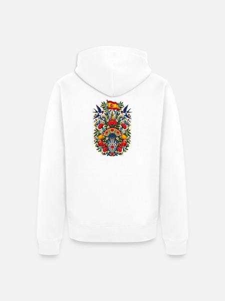 Spanien | Fächer, Orangen & Volkskunst - Unisex Premium Bio Zip Hoodie - Weiß