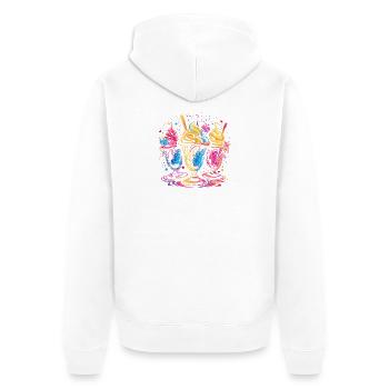 Eisbecher Vaporwave - Unisex Premium Bio Zip Hoodie - Weiß - Hinten - Thijin (182cm)