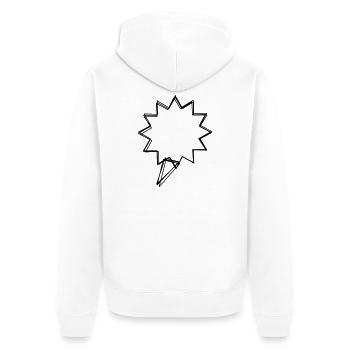 Rufblase handgezeichnet - Unisex Premium Bio Zip Hoodie - Weiß - Hinten - Thijin (182cm)