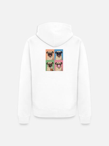 Hunde Mops Hund - Unisex Premium Bio Zip Hoodie - Weiß