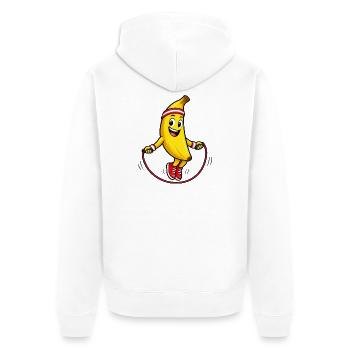 Bananen-Springseil Spaß - Unisex Premium Bio Zip Hoodie - Weiß - Hinten - Thijin (182cm)