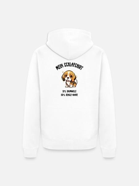 Süßer Beagle Welpe Schlafshirt Kulleraugen - Unisex Premium Bio Zip Hoodie - Weiß