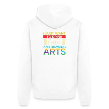 Artist Painter Graphic Want Drink Coffee & Drawing - Unisex Premium Bio Zip Hoodie - Weiß - Hinten - Thijin (182cm)